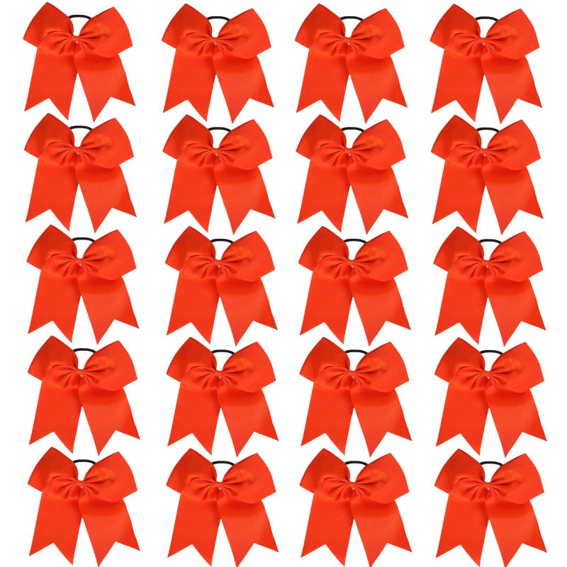 Hipcheer 20pcs 8 Large Orange Cheer Bows for Girls Handmade Grosgrain Ribbon Hair Accessories for Teen Girls Softball Cheerleader Sports Orange